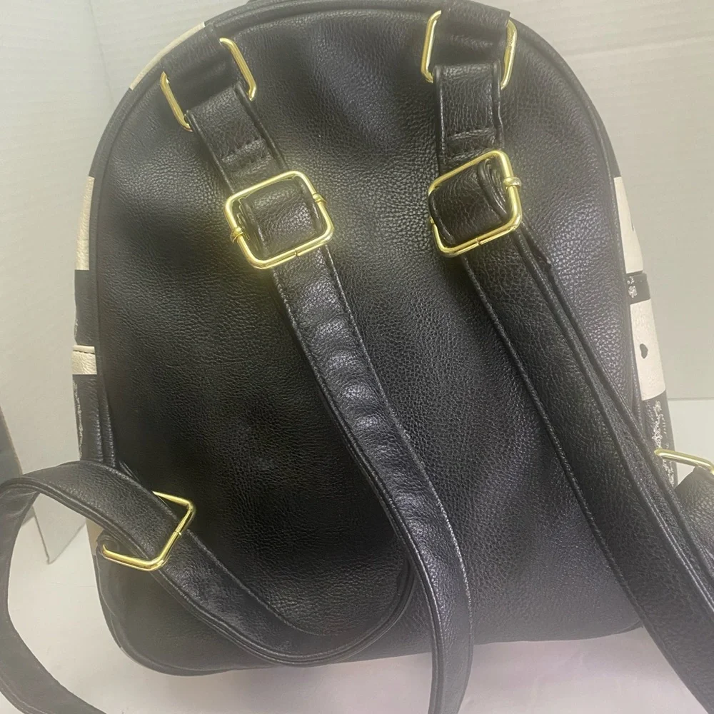 Betsey Johnson Studded Black and White Striped Backpack